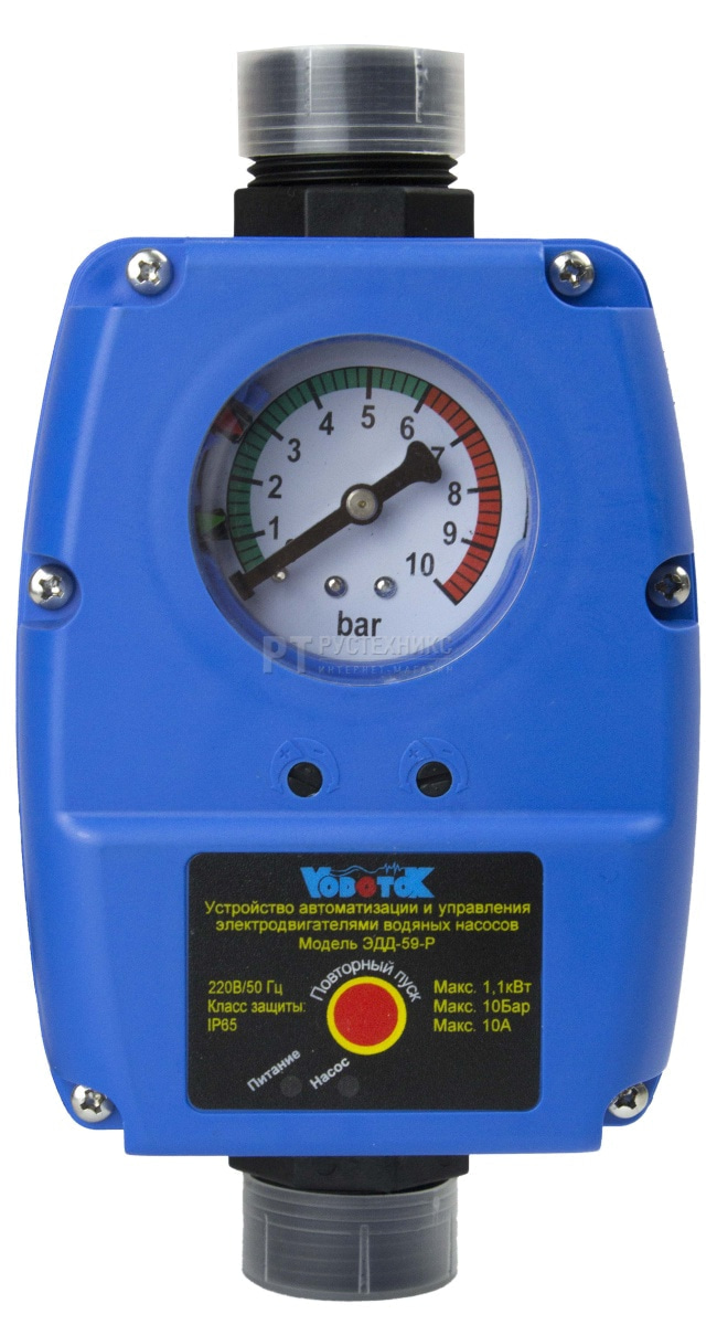 Регулятор давления электронный ЭДД-59-Р (1,1кВт старт 1-6б, откл 0-10б, 1", кабель 1,3м, розетка)