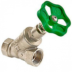 Вентиль прямоточный 1" В/В запорно-регулировочный вентиль зеленый никель VALTEC VT.052.N.06