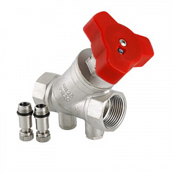 Балансировочный клапан 1 1/4" В/В вентиль красный никель VALTEC VT.054.N.07
