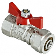 Кран шаровой под обжим 16 х 1/2" В бабочка крас никель VALTEC VT.342.N.1604