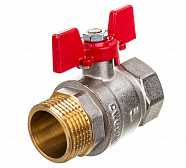 Кран шаровой 1" В/Н бабочка крас никель полнопроходной ROMMER RBV-0004-0210225