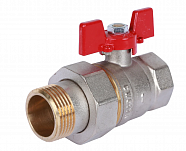 Кран шаровой американка прямой 1" В/Н бабочка крас никель полнопроходной ROMMER RBV-0005-0510225