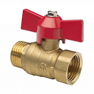 Кран шаровой 1" В/Н бабочка крас латунь AQUALINK 04789
