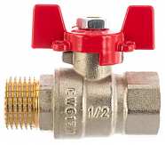 Кран шаровой 1/2" В/Н бабочка крас никель полнопроходной ROMMER RBV-0004-0210215