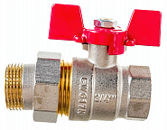 Кран шаровой американка прямой 3/4" В/Н бабочка крас никель ROMMER RBV-0005-0510220