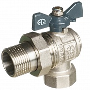 Кран шаровой американка угловой 1/2" В/Н бабочка черн полнопроходной никель AQUALINK 01171