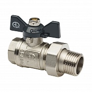 Кран шаровой американка прямой 1" В/Н бабочка черн никель AQUALINK 01462