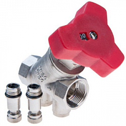Балансировочный клапан 1" В/В вентиль красный никель VALTEC VT.054.N.06