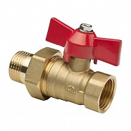 Кран шаровой американка прямой 1" В/Н бабочка крас латунь AQUALINK 04790